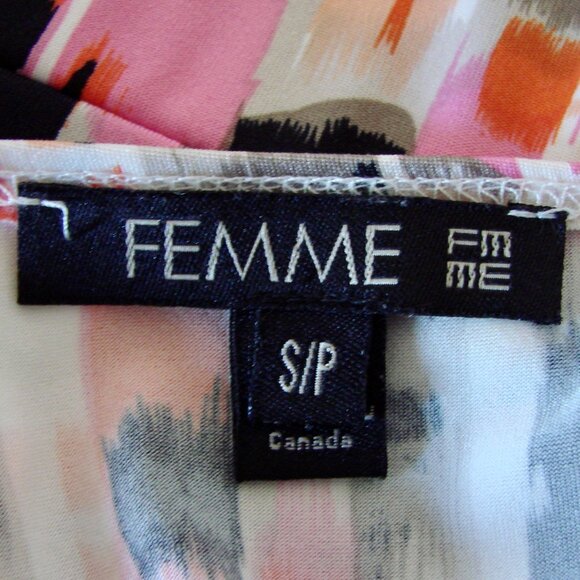 Femme Multicolour Midi Dress Short Sleeve Ruffle Hem Office Work Size Small - Picture 3 of 11